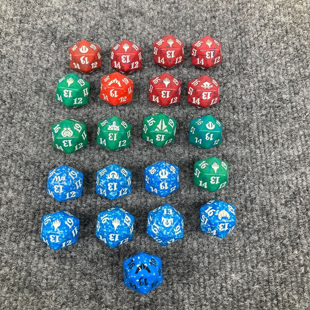 Magic The Gathering MTG D20 Spin Down Life Counter Dice Lot Red Green Blue